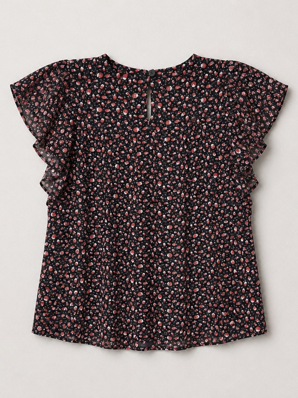 Loft ladybug black Ruffle Sleeve Top - Picture 2 of 4